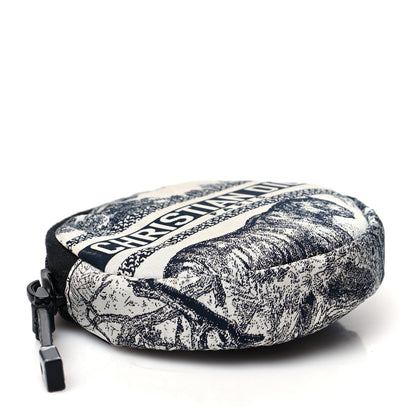 Christian Dior Technical Fabric Embroidered Toile De Jouy DiorTravel Round Coin Purse Blue 3 of 8