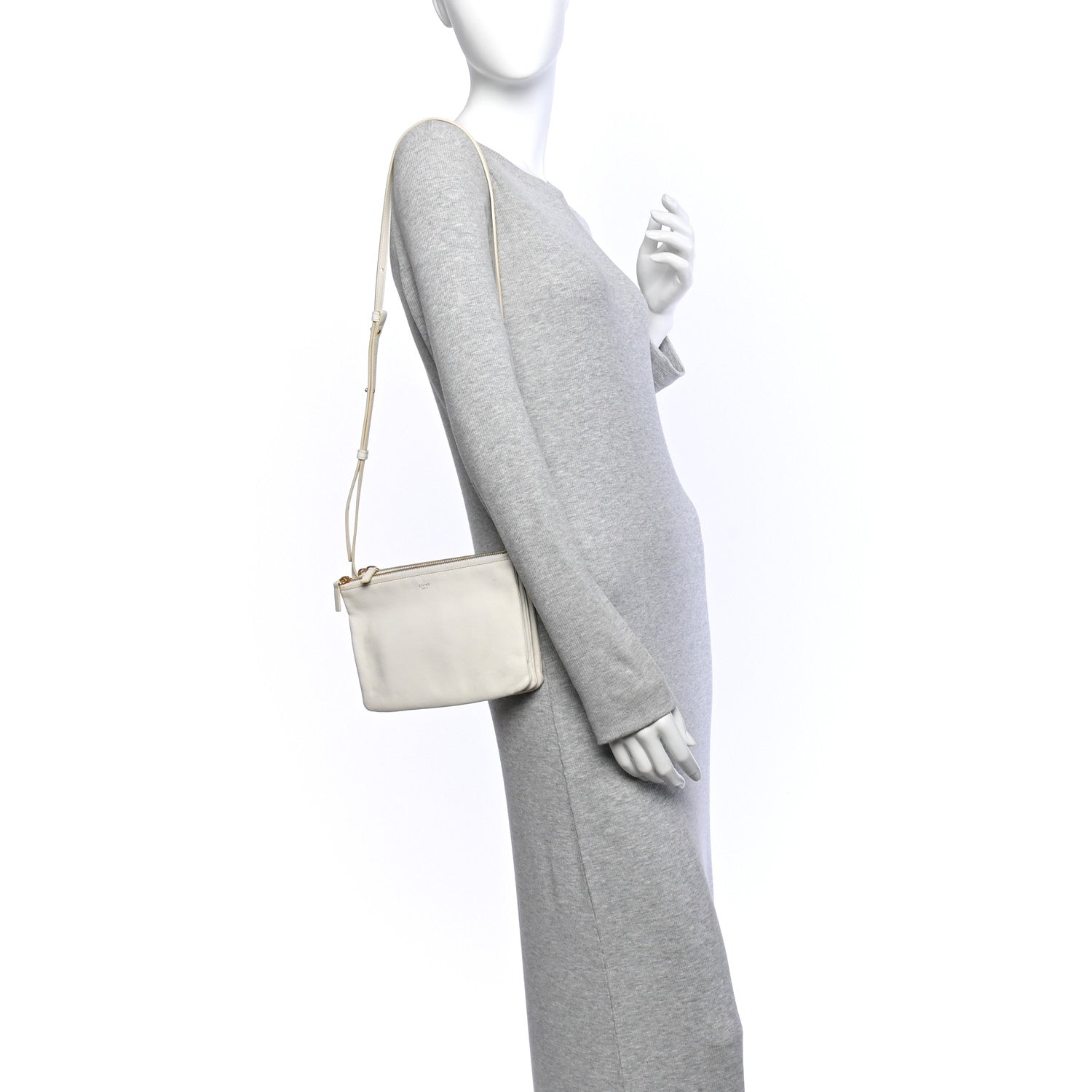 Celine Lambskin Small Trio Crossbody Bag White 2 of 11