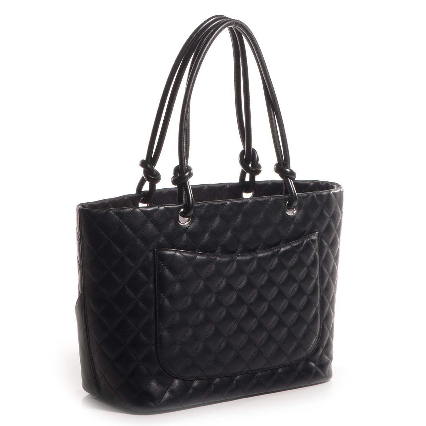 Calfskin Quilted Large Cambon Tote Black White