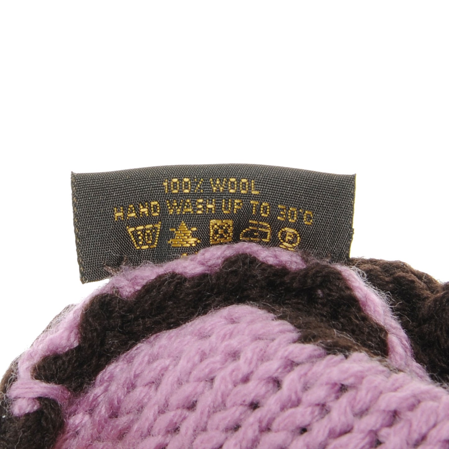 Monogram Knit Wool Hat Fringe Scarf Set Pink Ebene