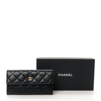 Chanel Caviar Quilted Large Gusset Flap Wallet Black 10 of 10