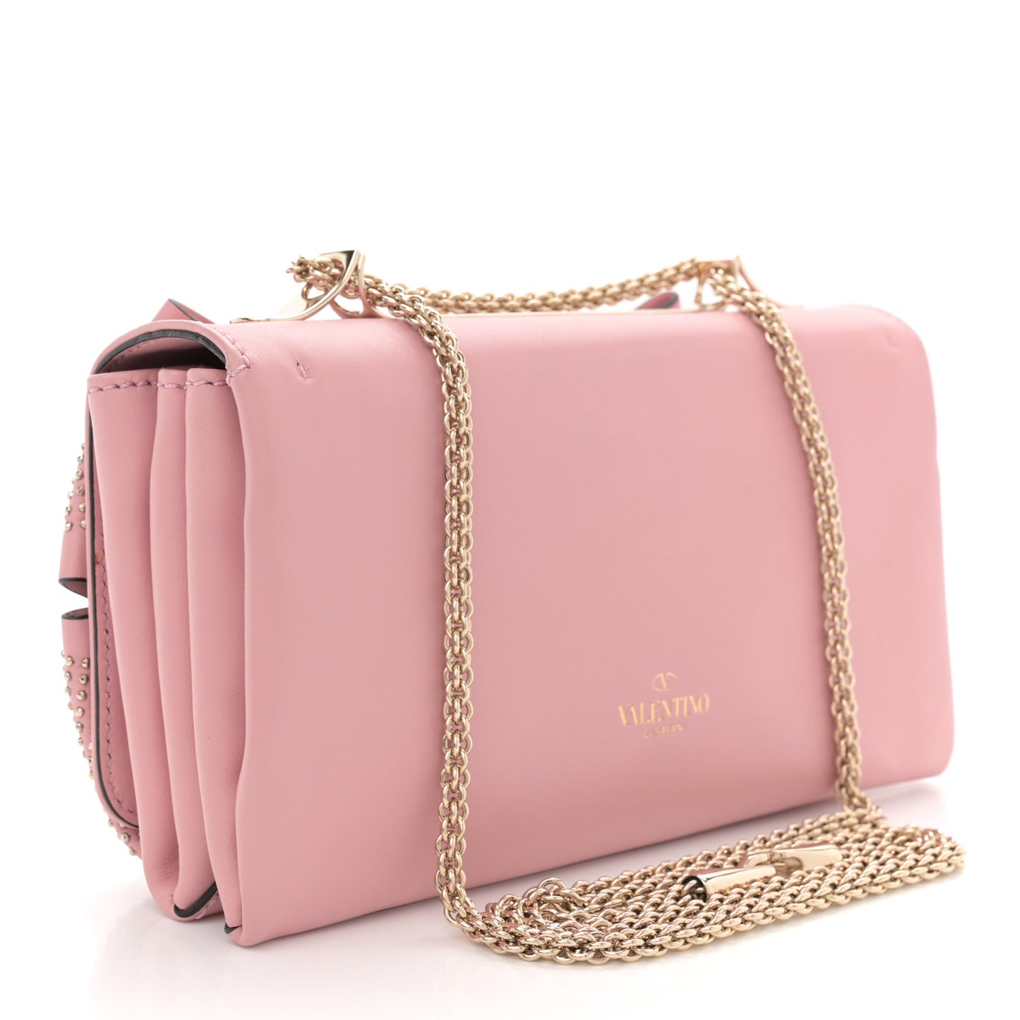 Nappa Bow Studded Shoulder Bag Pop Gardenia