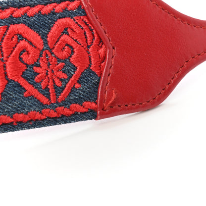 Miu Miu Denim Embroidered Strap Red 3 of 3