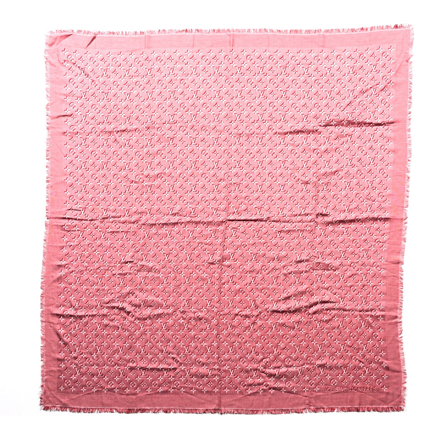 Silk Wool Monogram Umbra Shawl Rouge