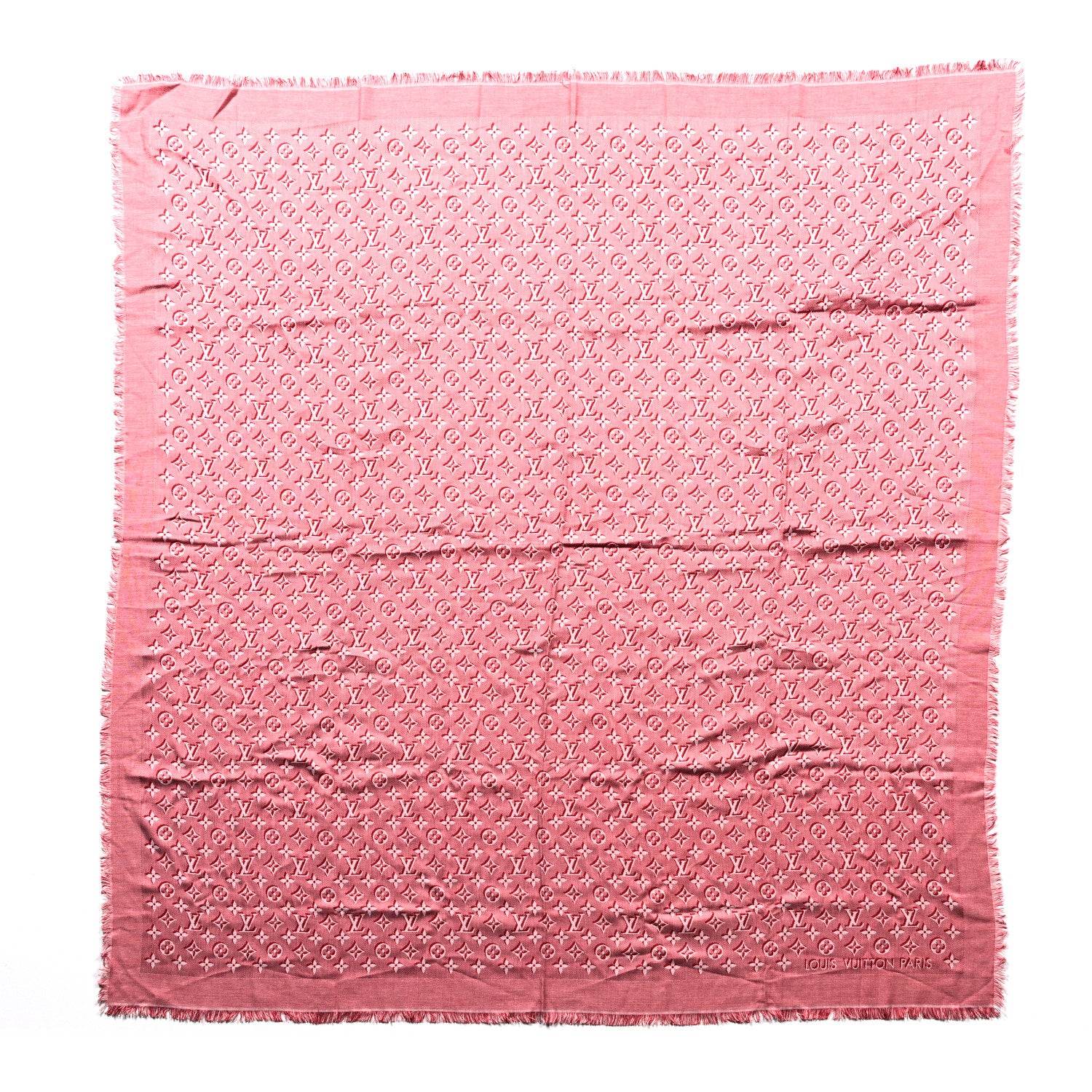 Louis Vuitton Silk Wool Monogram Umbra Shawl Rouge 1 of 3