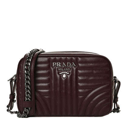 Prada Soft Calfskin Impunture Diagramme Camera Bag Granato 1 of 12