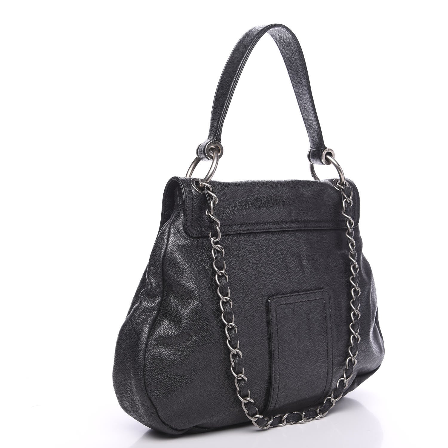 Chanel Glazed Caviar Coco Rider Flap Hobo Dark Grey 2 of 11