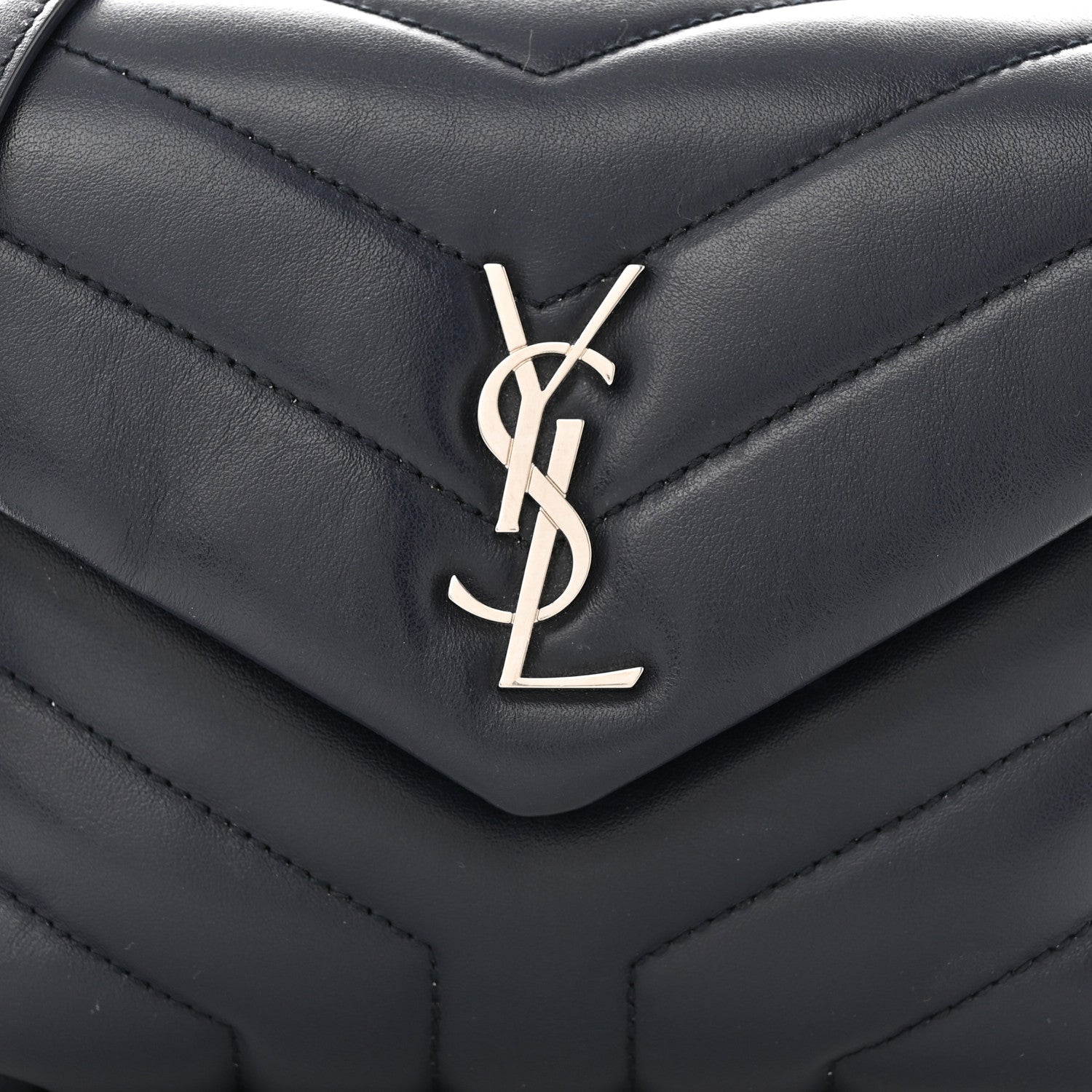 Saint Laurent Calfskin Y Quilted Monogram Toy Loulou Satchel Navy 8 of 11
