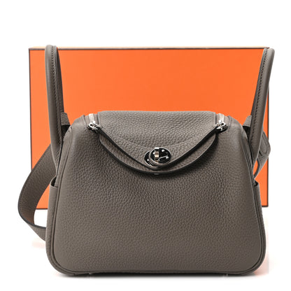 Hermes Taurillon Clemence Mini Lindy 20 Etain 9 of 9