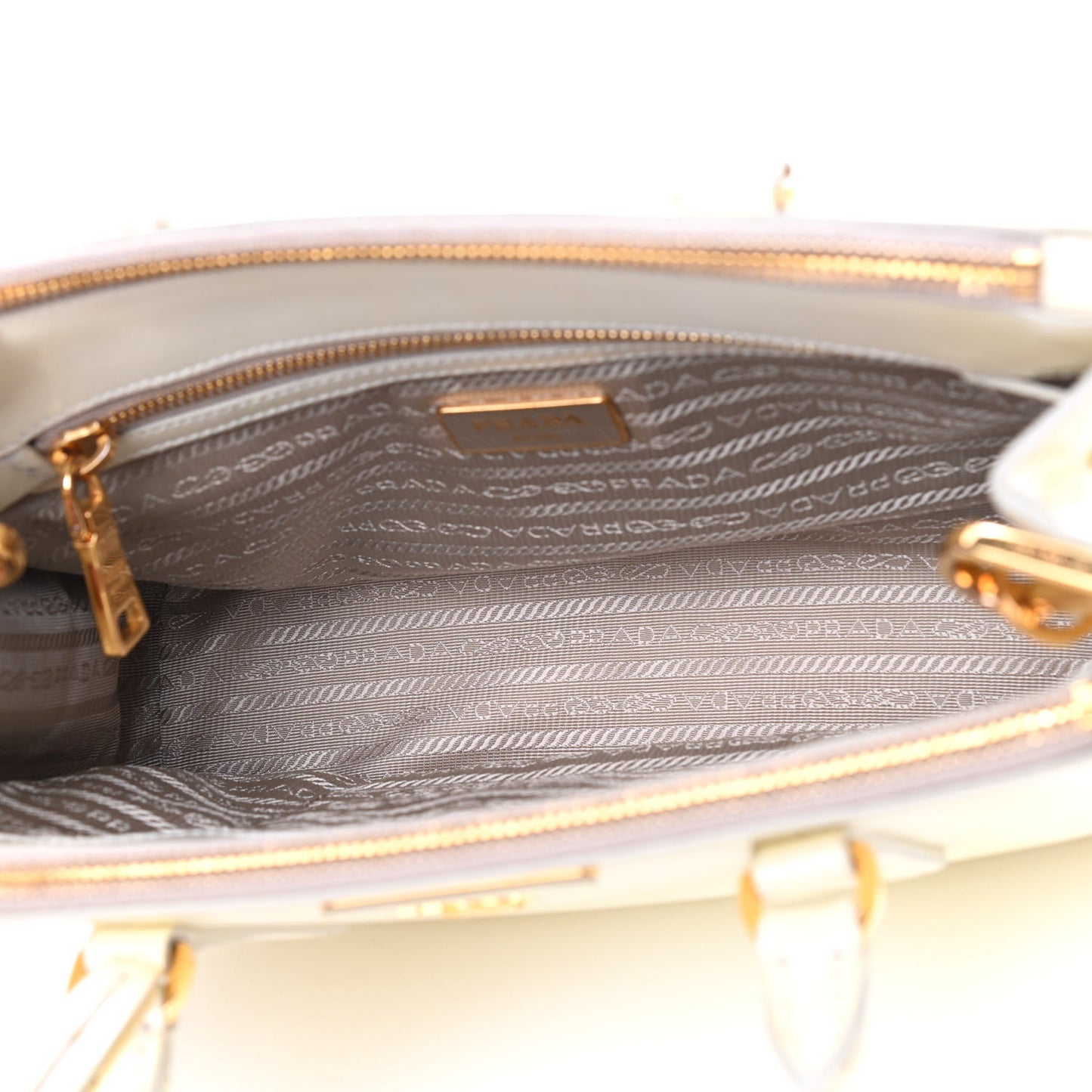 Saffiano Vernice Mini Galleria Double Zip Tote Bianco