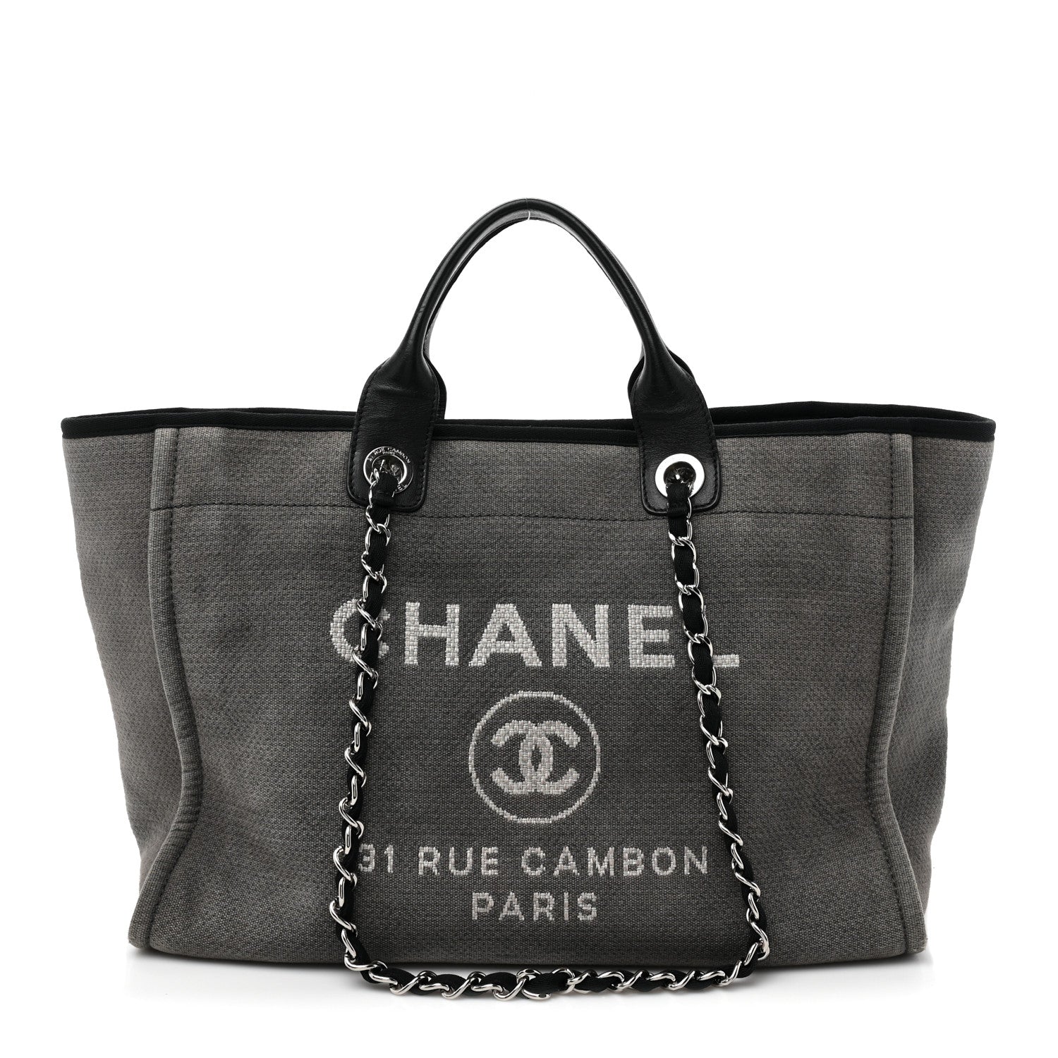 Chanel Canvas Large Deauville Tote Grey 1 of 11