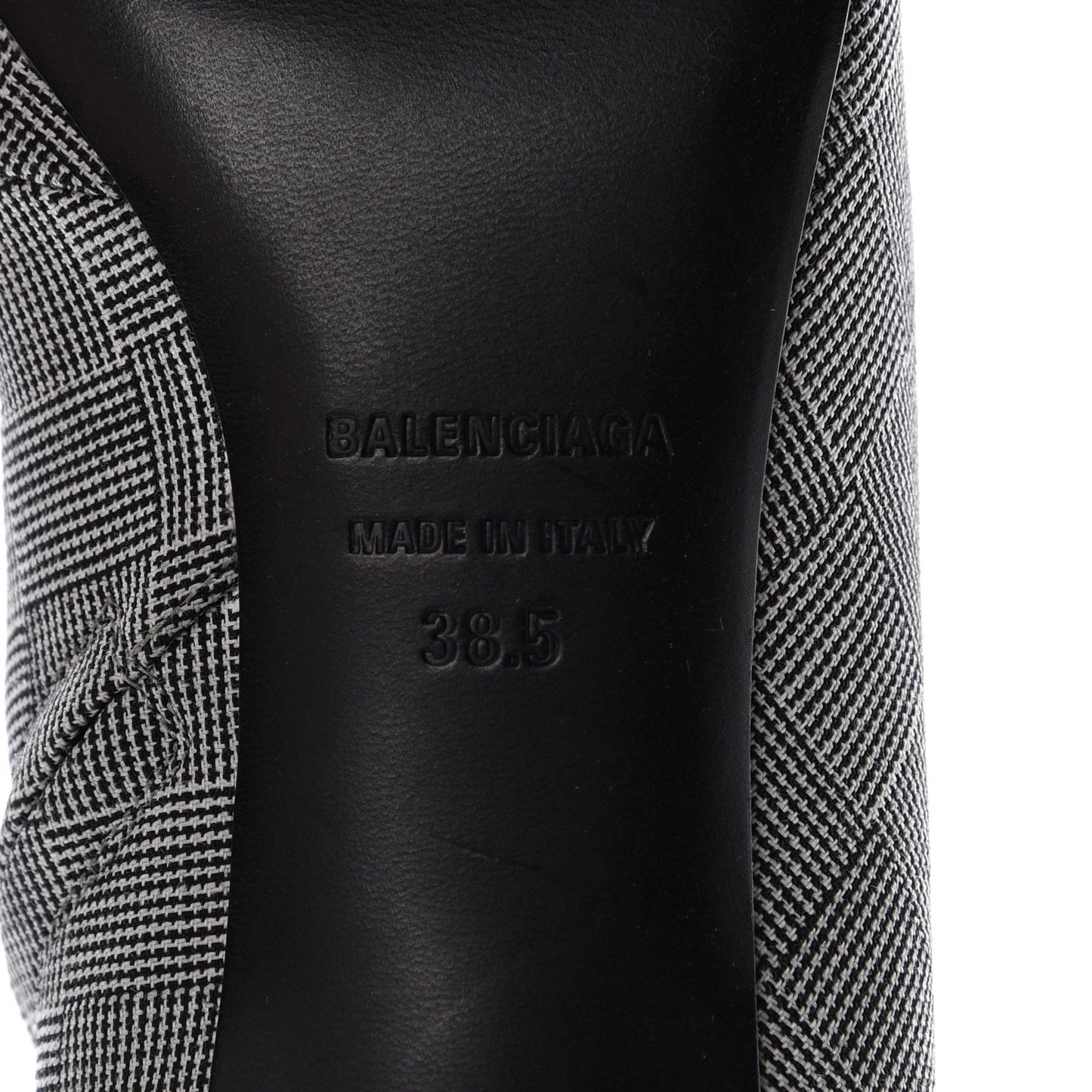 Wool Checked Knife Pointy Toe Boots 38.5