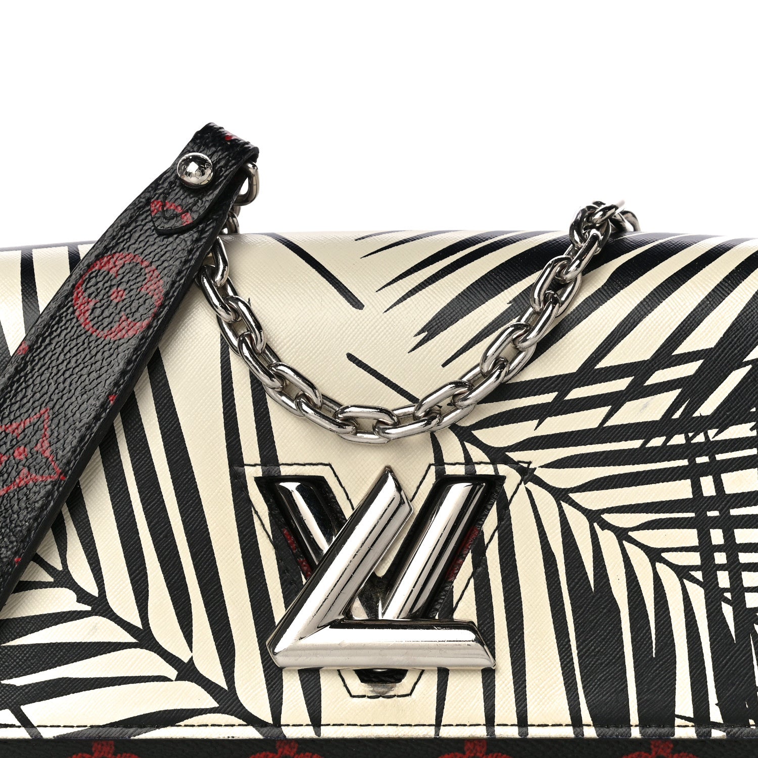 Louis Vuitton Monogram Palm Twist Chain Wallet Black White 7 of 12