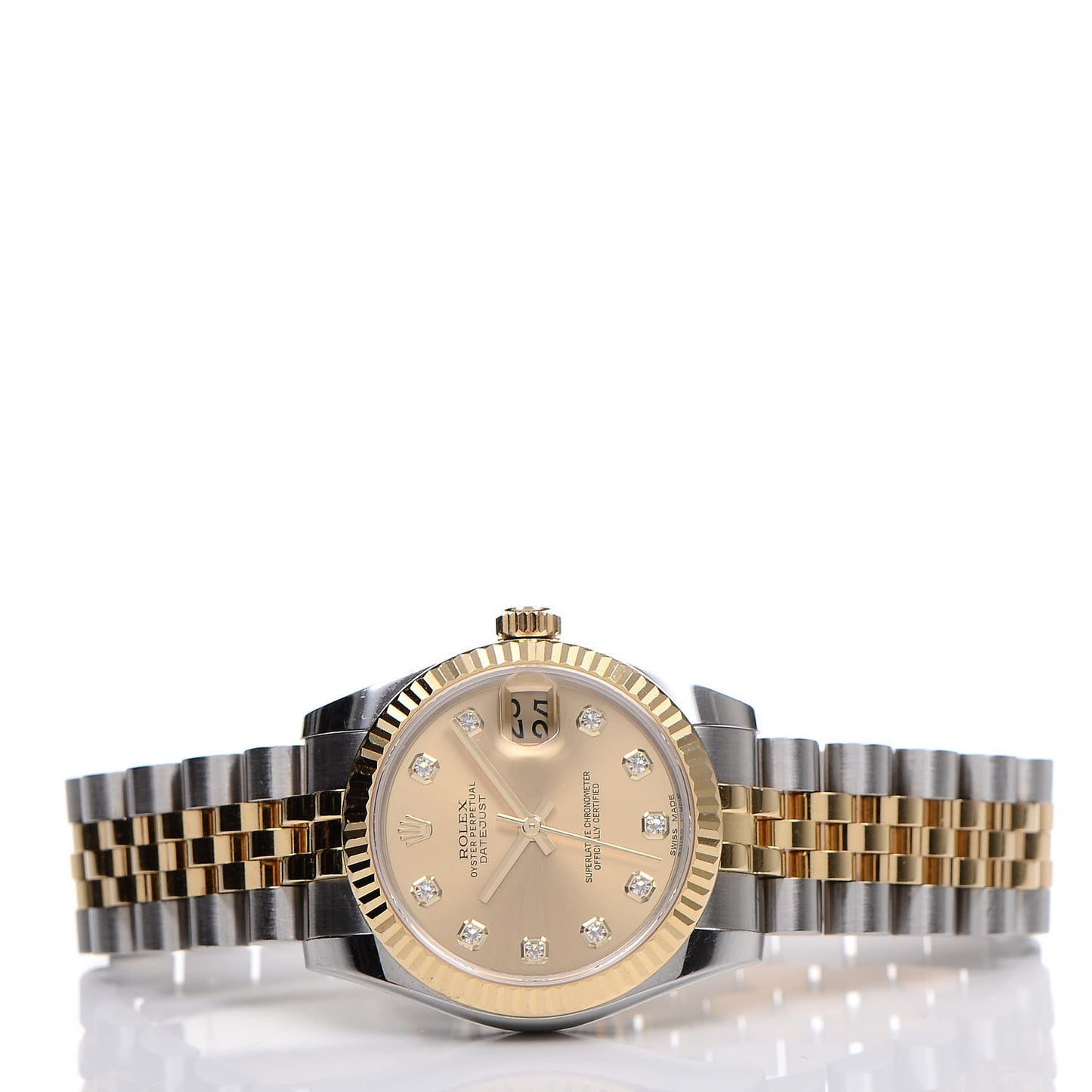 Stainless Steel 18K Yellow Gold Diamond 31mm Oyster Perpetual Datejust Watch Champagne 178273