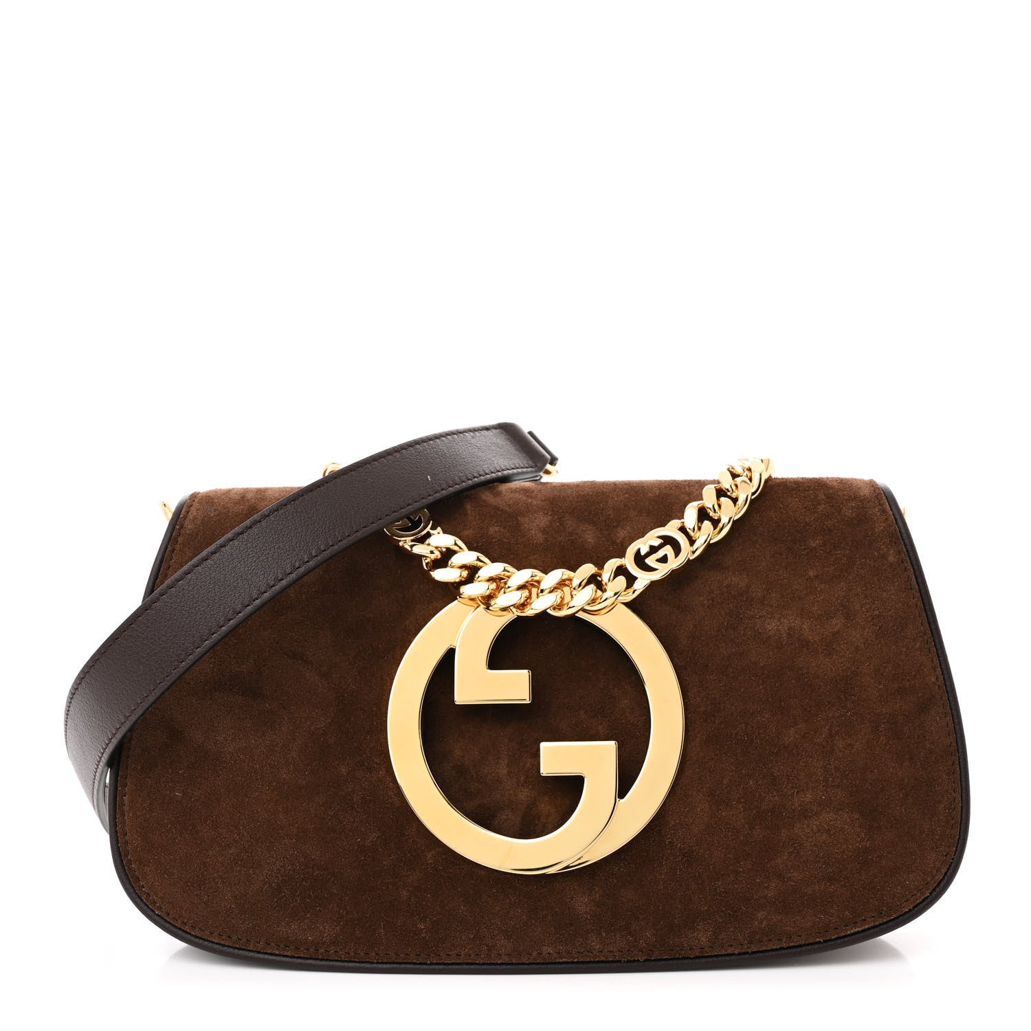 Gucci Suede Talco Roxy Calfskin Blondie Chain Shoulder Flap Bag Burnt Satin 1 of 10