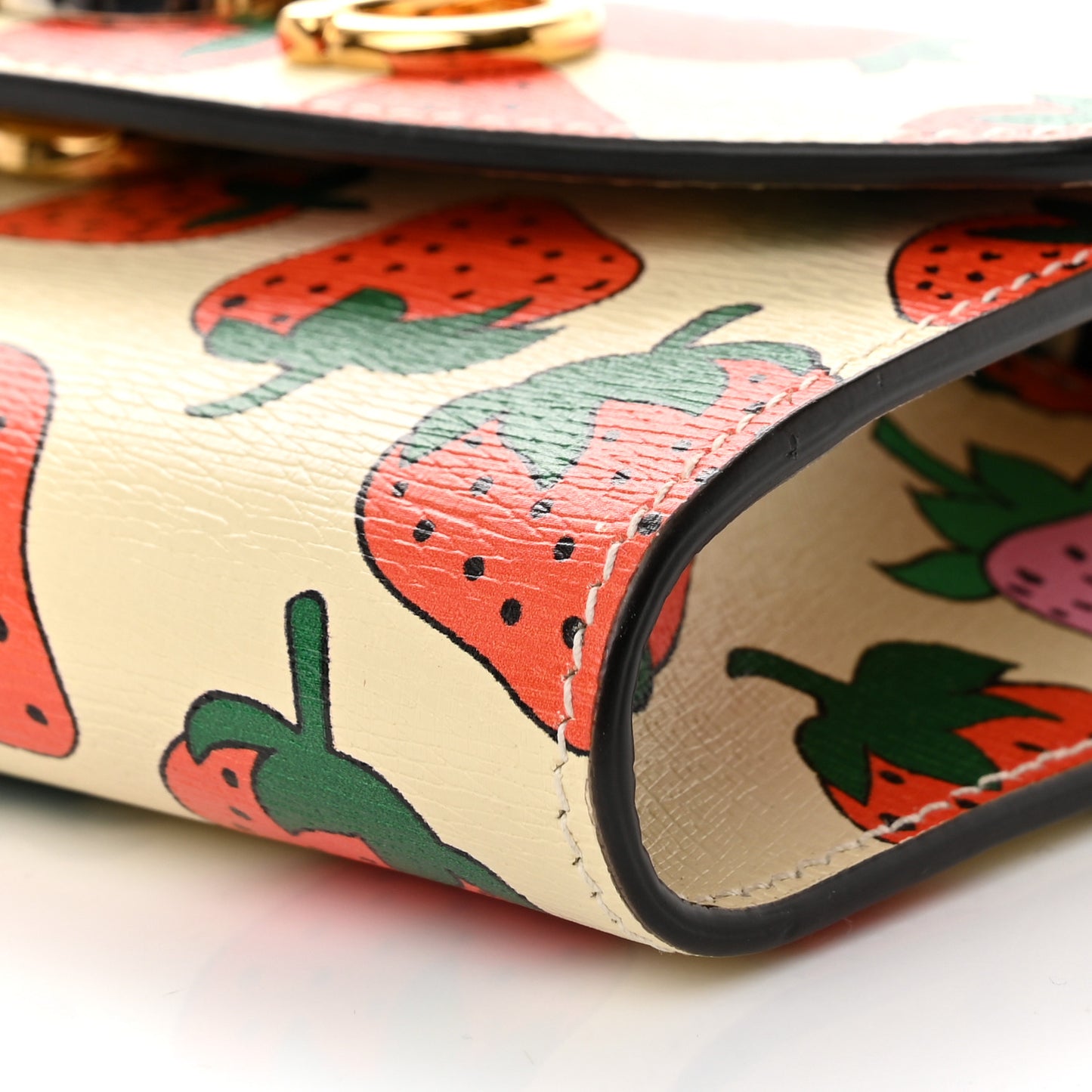 Calfskin Strawberry Print Mini Zumi Shoulder Bag Ivory Red