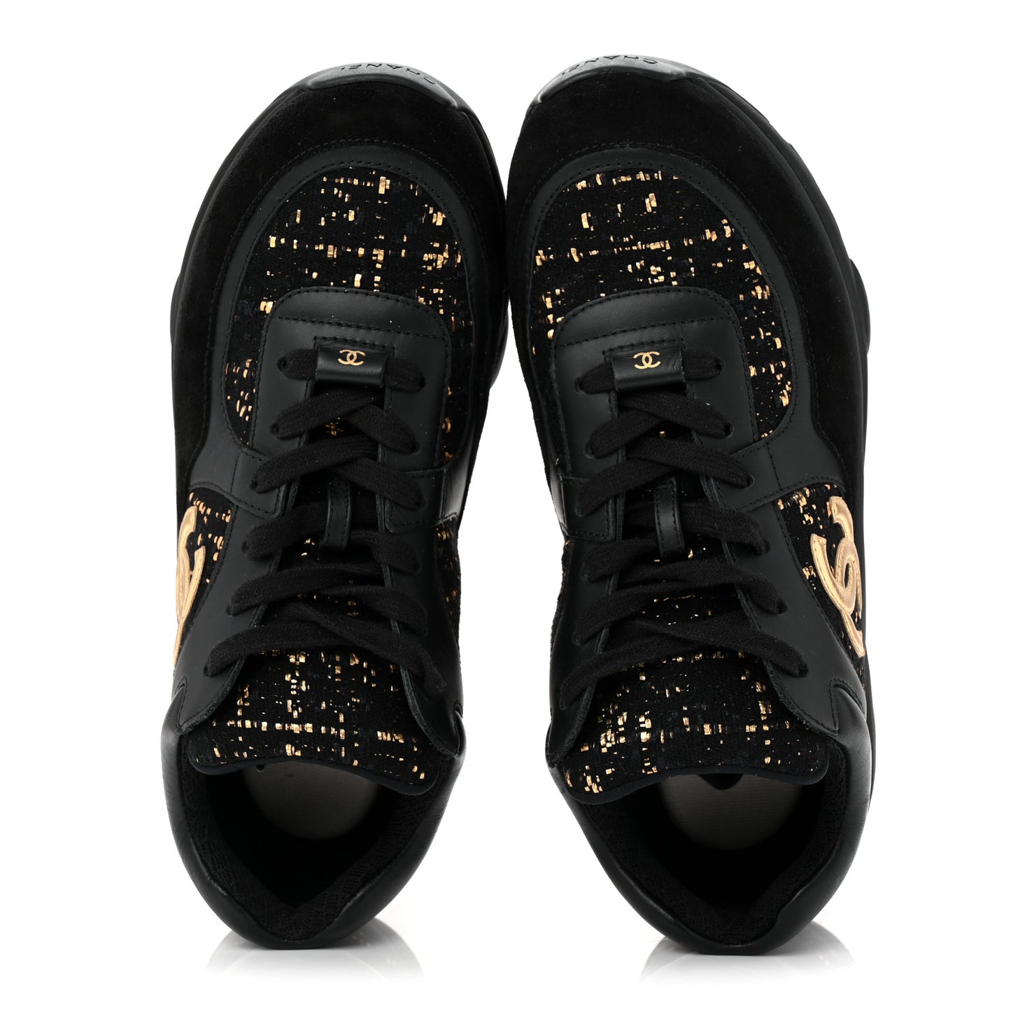 Suede Tweed Mens CC Sneakers 42 Black Gold