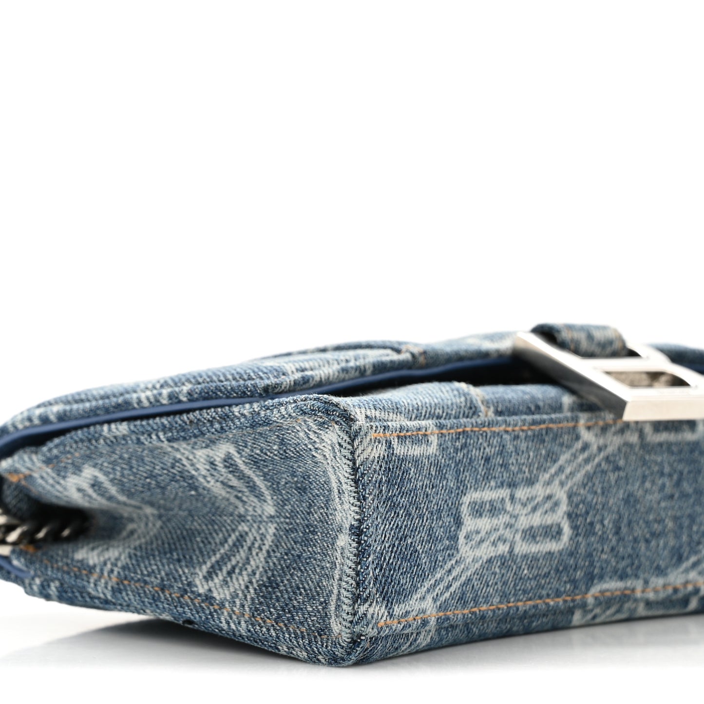 Denim BB Monogram Hourglass Chain Bag Blue