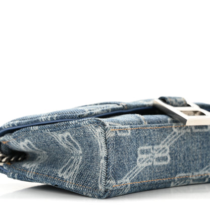 Balenciaga Denim BB Monogram Hourglass Chain Bag Blue 9 of 13