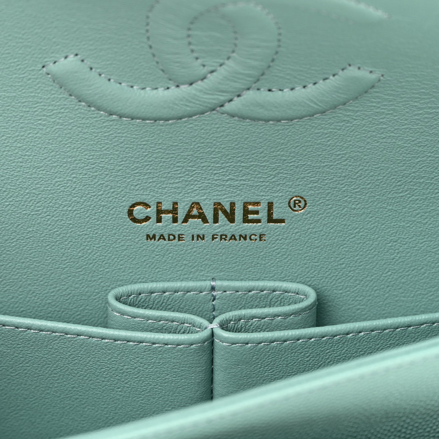 Caviar Quilted Medium Double Flap Light Blue