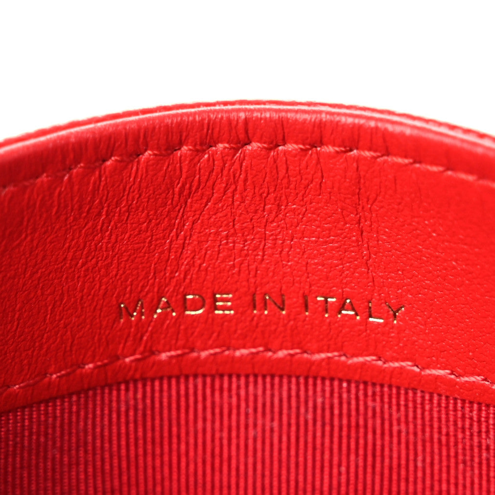 Caviar Quilted Card Holder Red