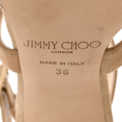 Jimmy Choo Suede Louise Crisscross Sandals 36 Warm Nude 6 of 8