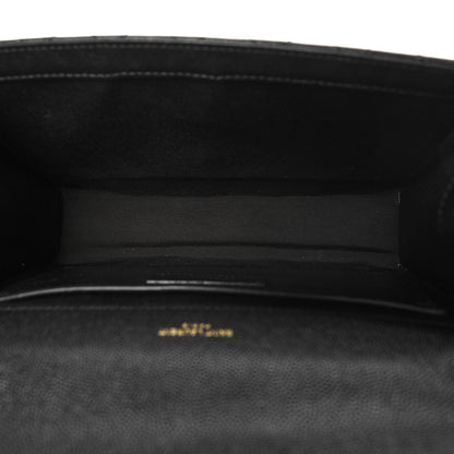 Saint Laurent Grain De Poudre Textured Mixed Matelasse Triquilt Medium Monogram Satchel Black 5 of 10