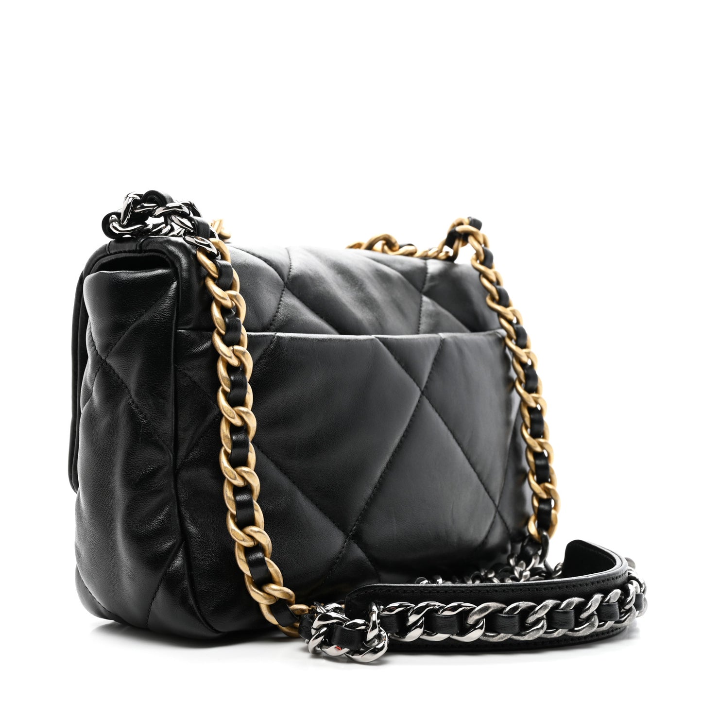 Lambskin Quilted Medium Chanel 19 Flap Black