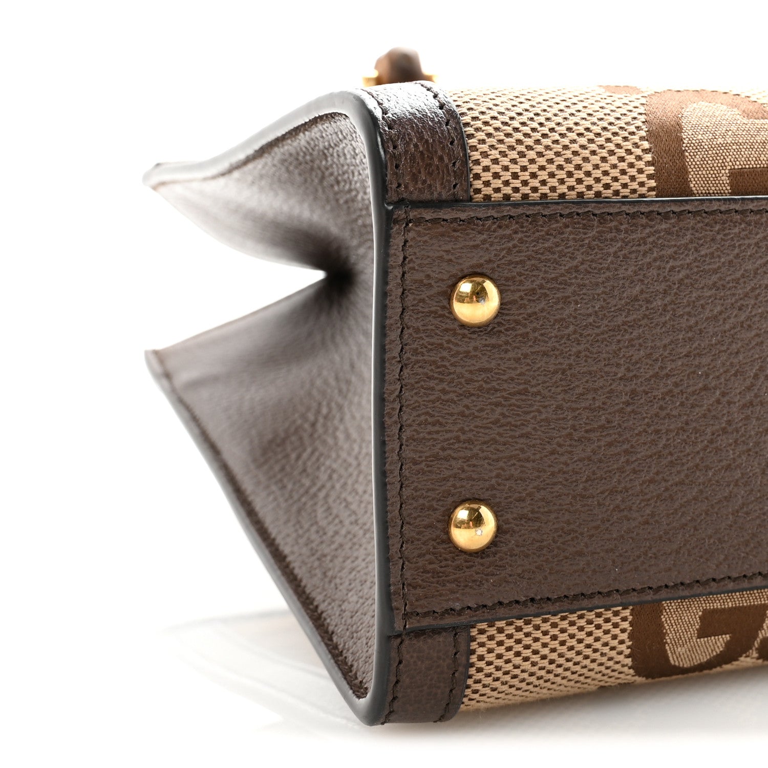 Gucci Monogram Jumbo GG Textured Dollar Calfskin Small Diana Tote Bag Camel Ebony New Acero 8 of 9