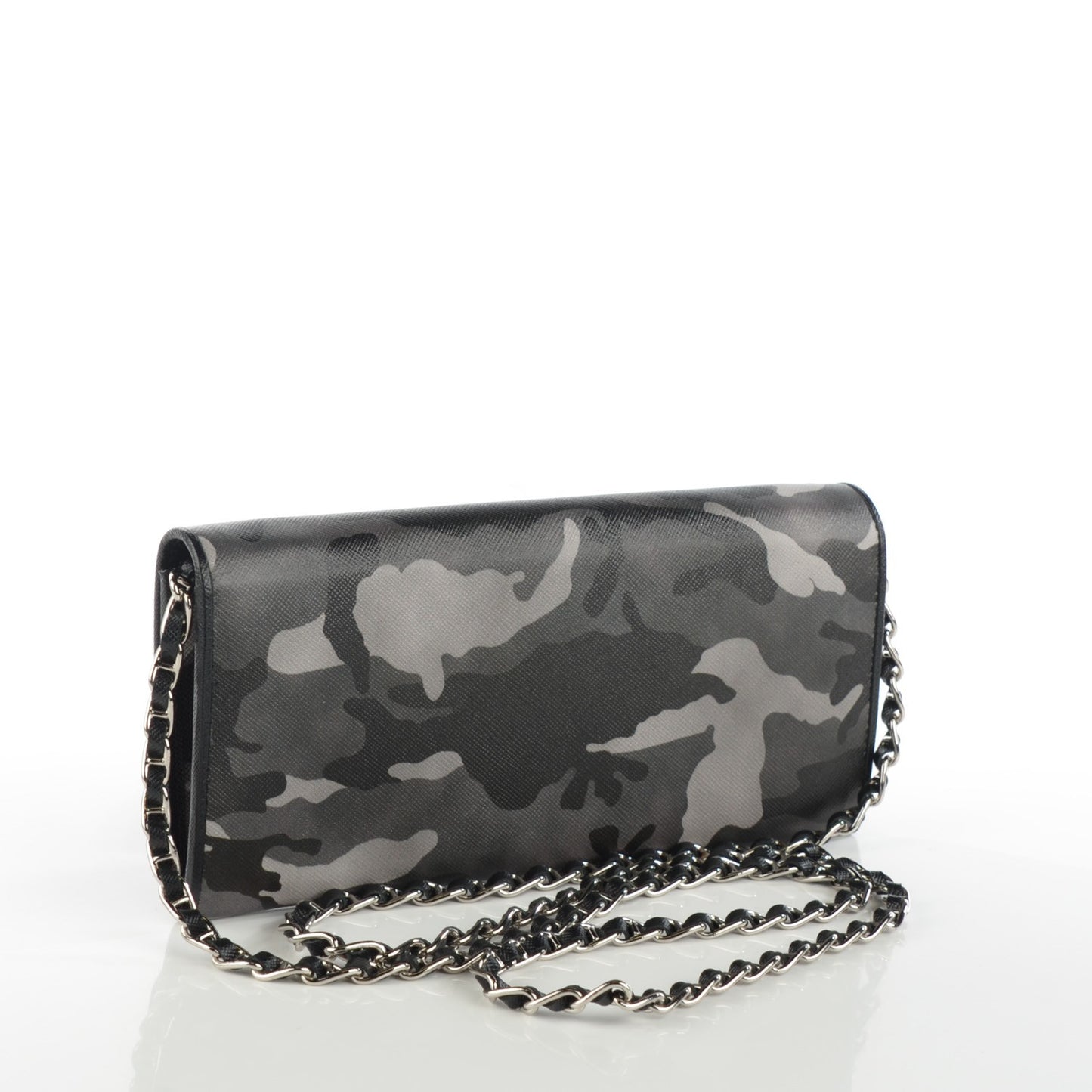 Saffiano Camouflage Print Continental Chain Wallet Marmo Dis Camouflage