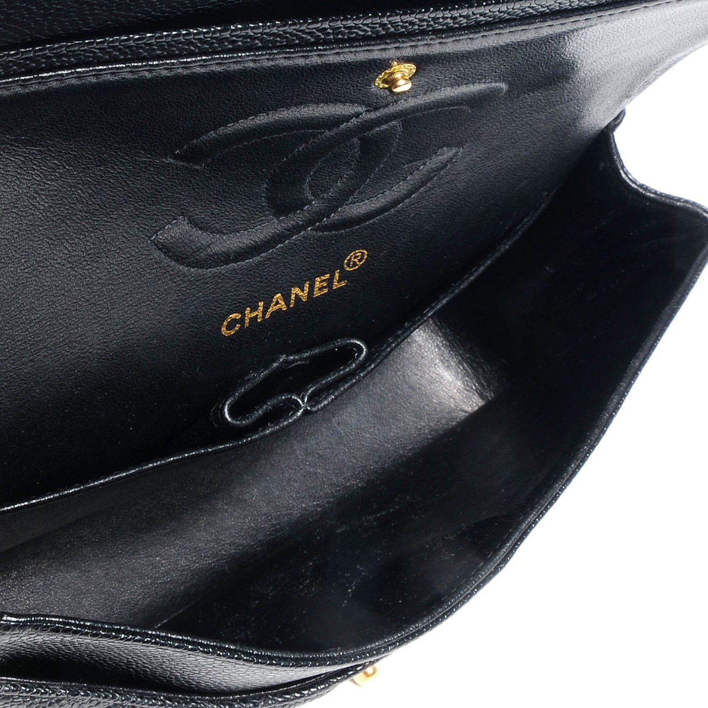 Caviar Quilted Medium Double Flap Black