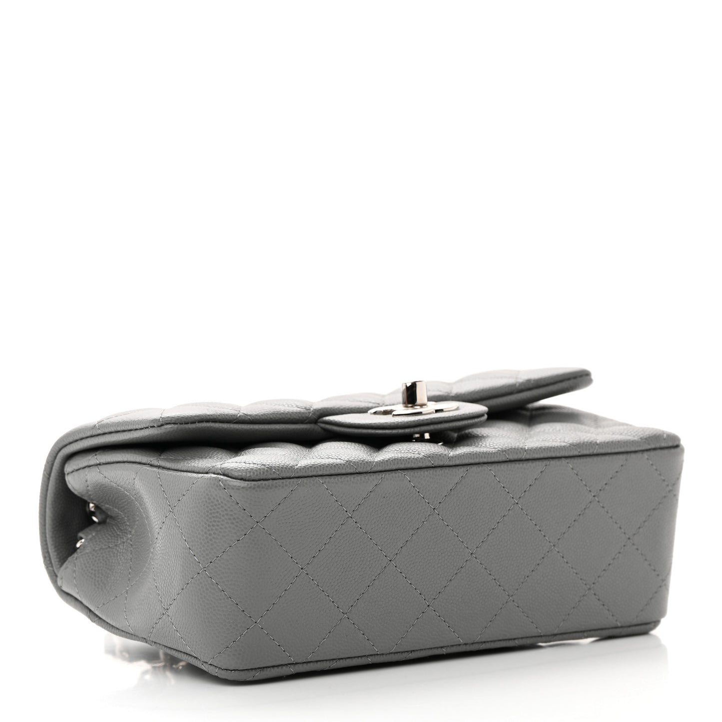 Caviar Quilted Mini Rectangular Flap Grey