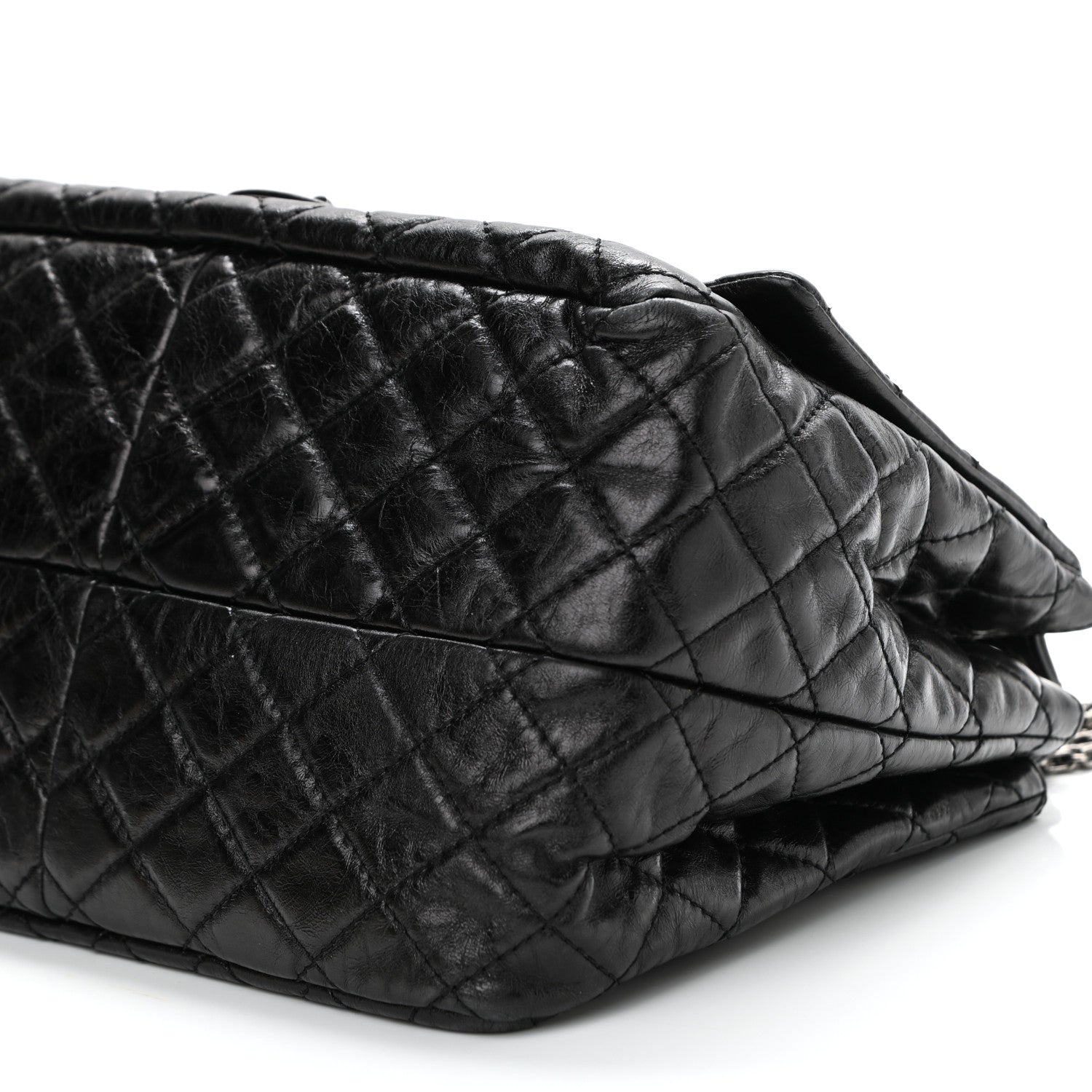 Chanel Metallic Aged Calfskin Quilted Reissue 2.55 Accordion Flap Black 11 of 11