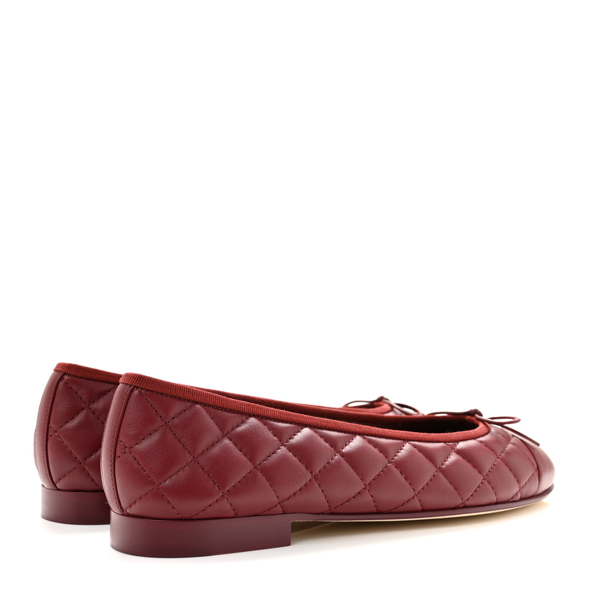 Lambskin Quilted CC Cap Toe Ballerina Flats 40 Burgundy