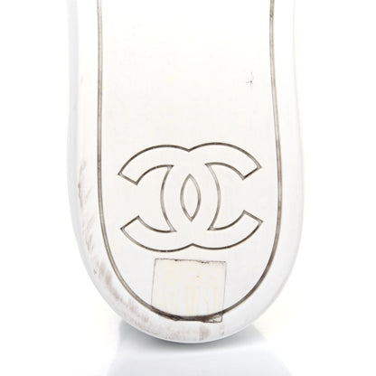 Chanel Calfskin Velvet Womens CC Sneakers 41.5 White Silver 9 of 11