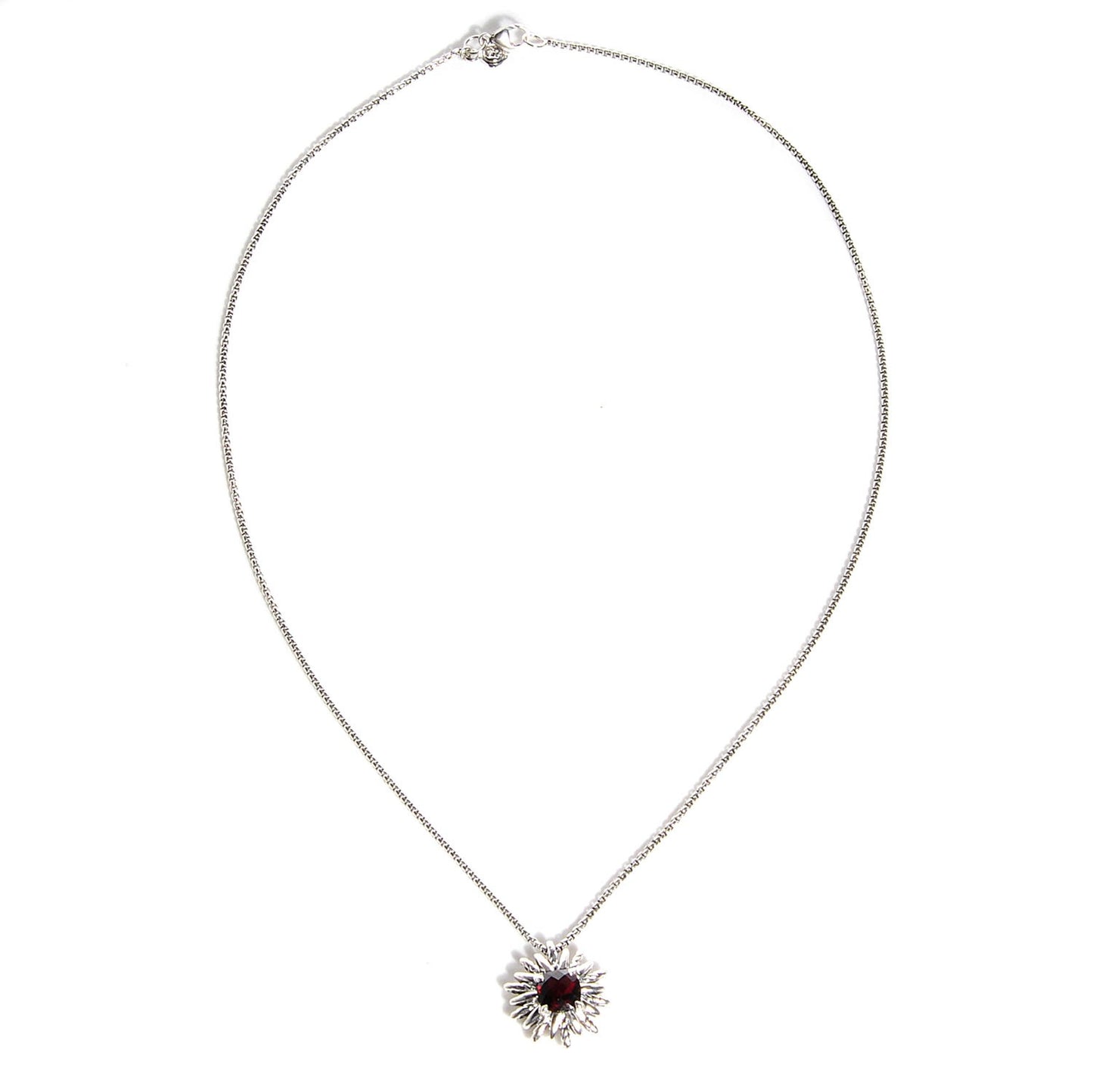 Sterling silver Garnet Starburst Pendant Necklace