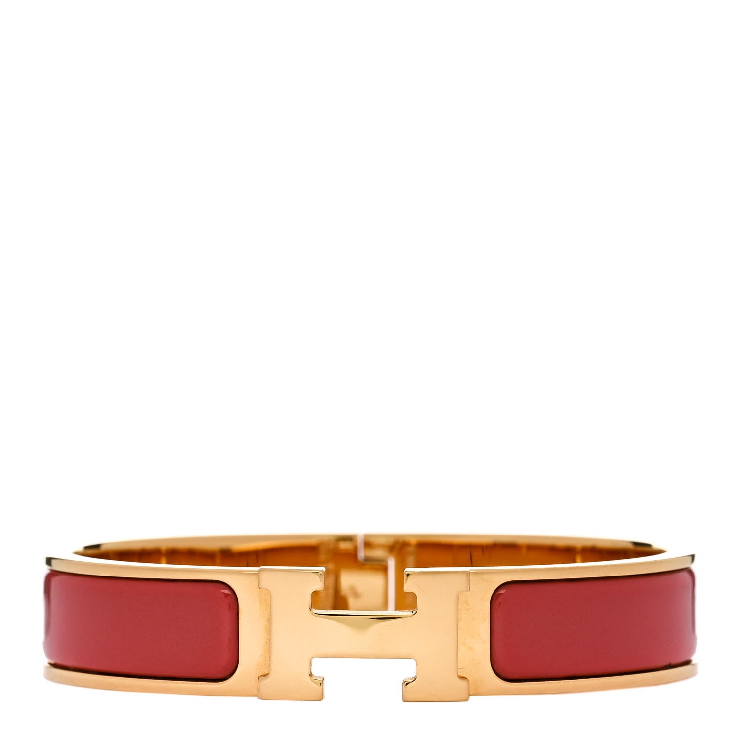 Hermes Enamel Narrow Clic Clac H Bracelet PM Orange Papaye 1 of 5