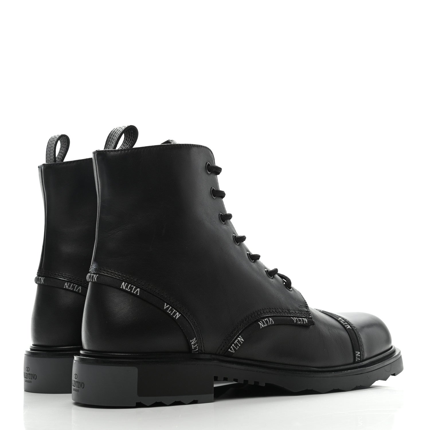 Valentino Garavani Calfskin Mens VLTN-Trim Combat Boots 44 Black 4 of 6