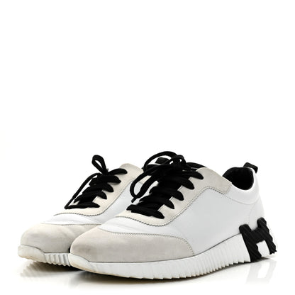 Hermes Sport Goatskin Suede Goatskin Bouncing Sneakers 40 White Black 4 of 10