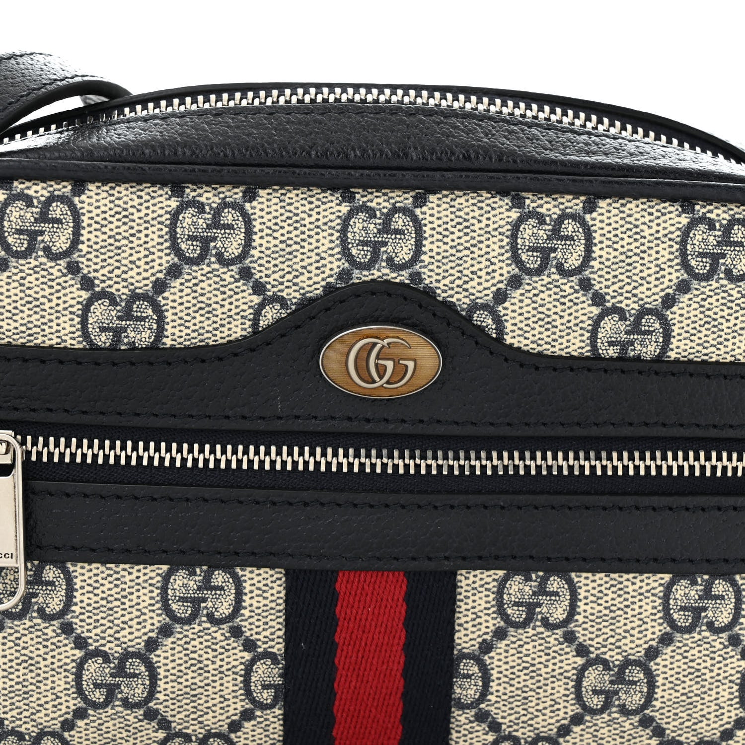 Gucci GG Supreme Monogram Textured Dollar Calfskin Web Mini Ophidia Shoulder Bag Beige Blue 8 of 13