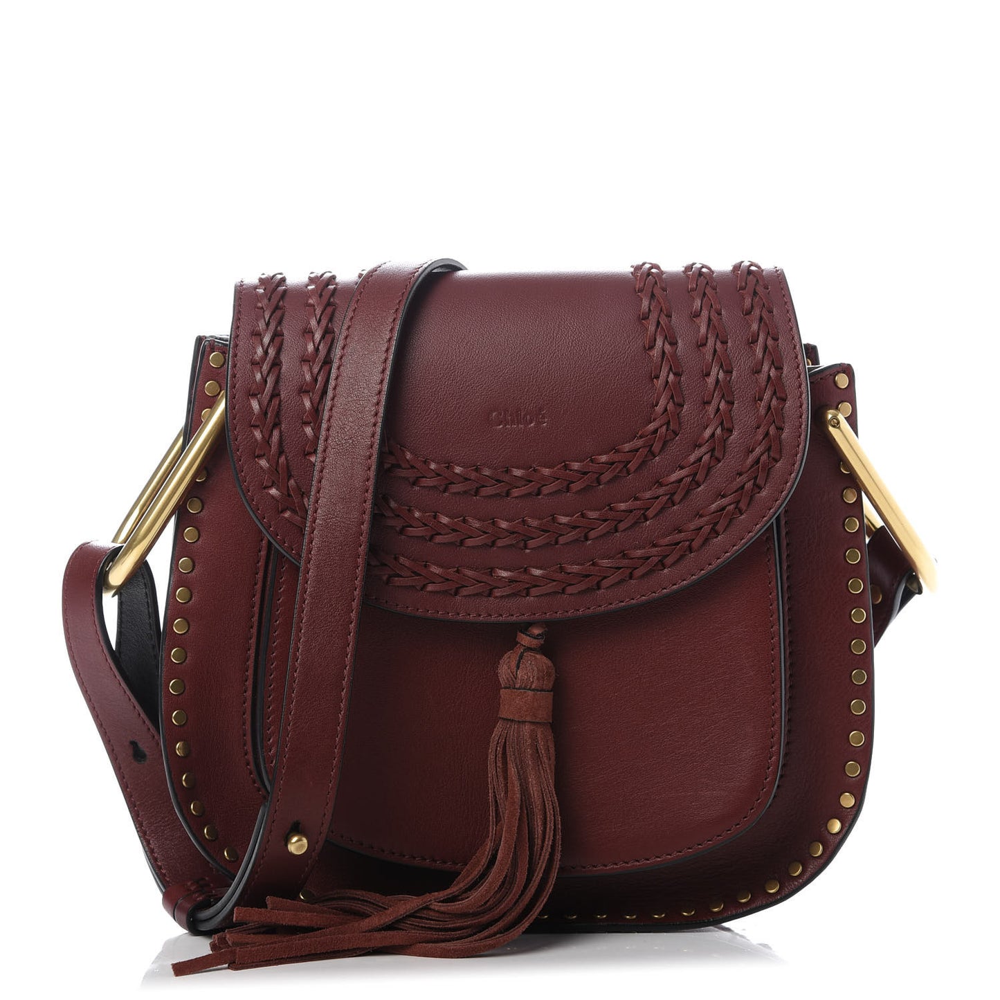 Calfskin Braided Small Hudson Shoulder Bag Sienna Red