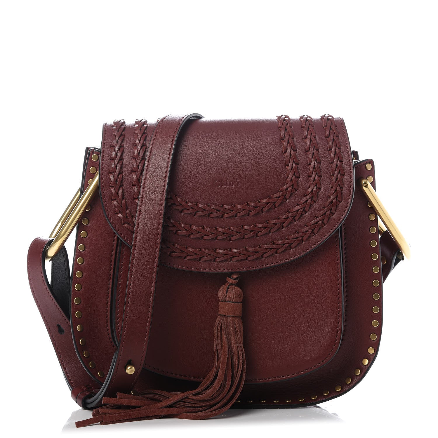 Chloe Calfskin Braided Small Hudson Shoulder Bag Sienna Red 1 of 8