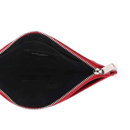 Saint Laurent Grain De Poudre Chevron Monogram Bill Pouch Rouge Eros 4 of 4
