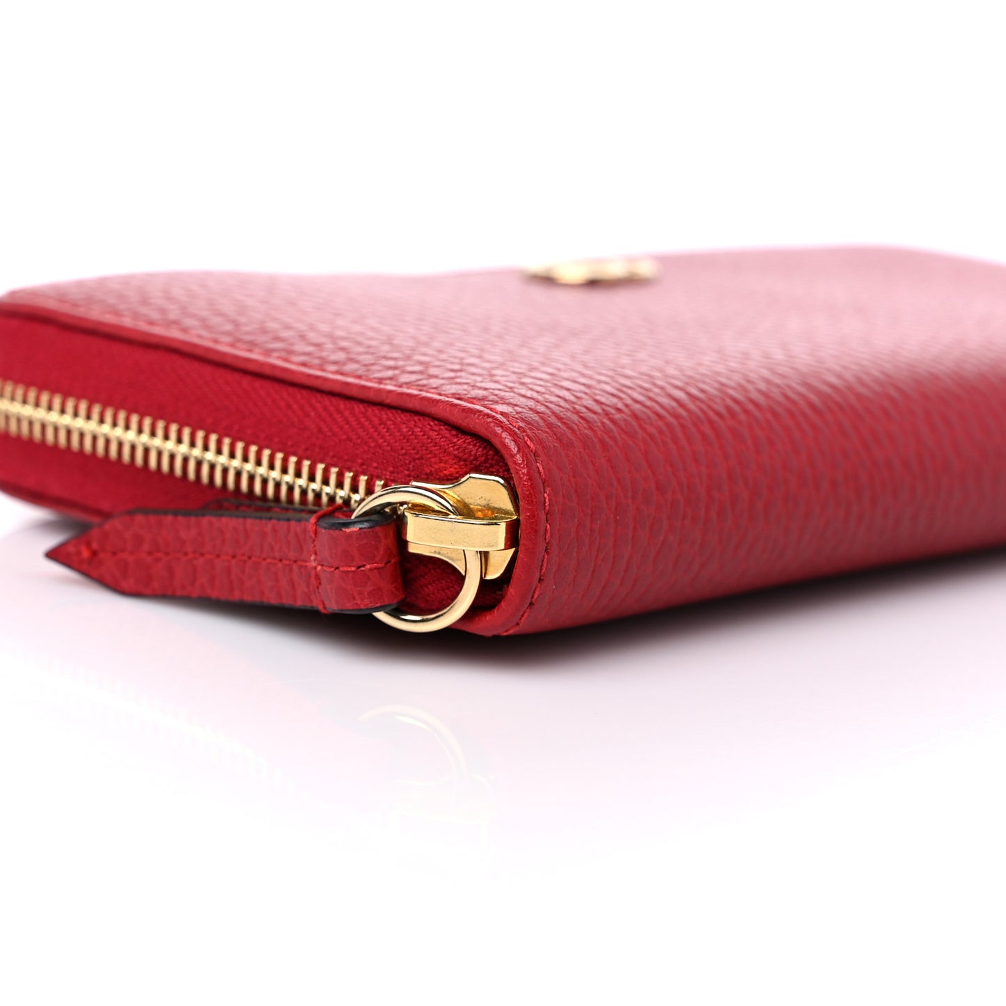 Calfskin GG Marmont Continental Zip Wallet Hibiscus Red