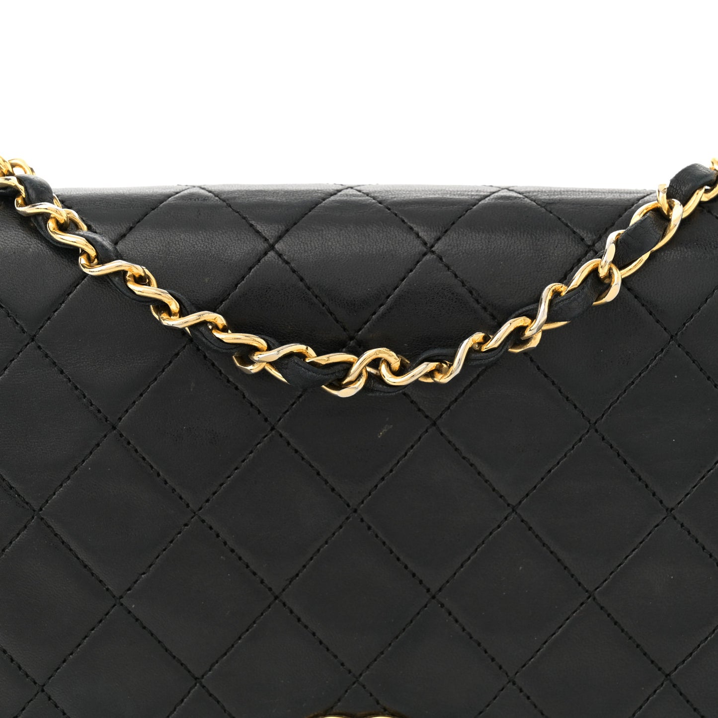 Lambskin Quilted Small Single Flap Black