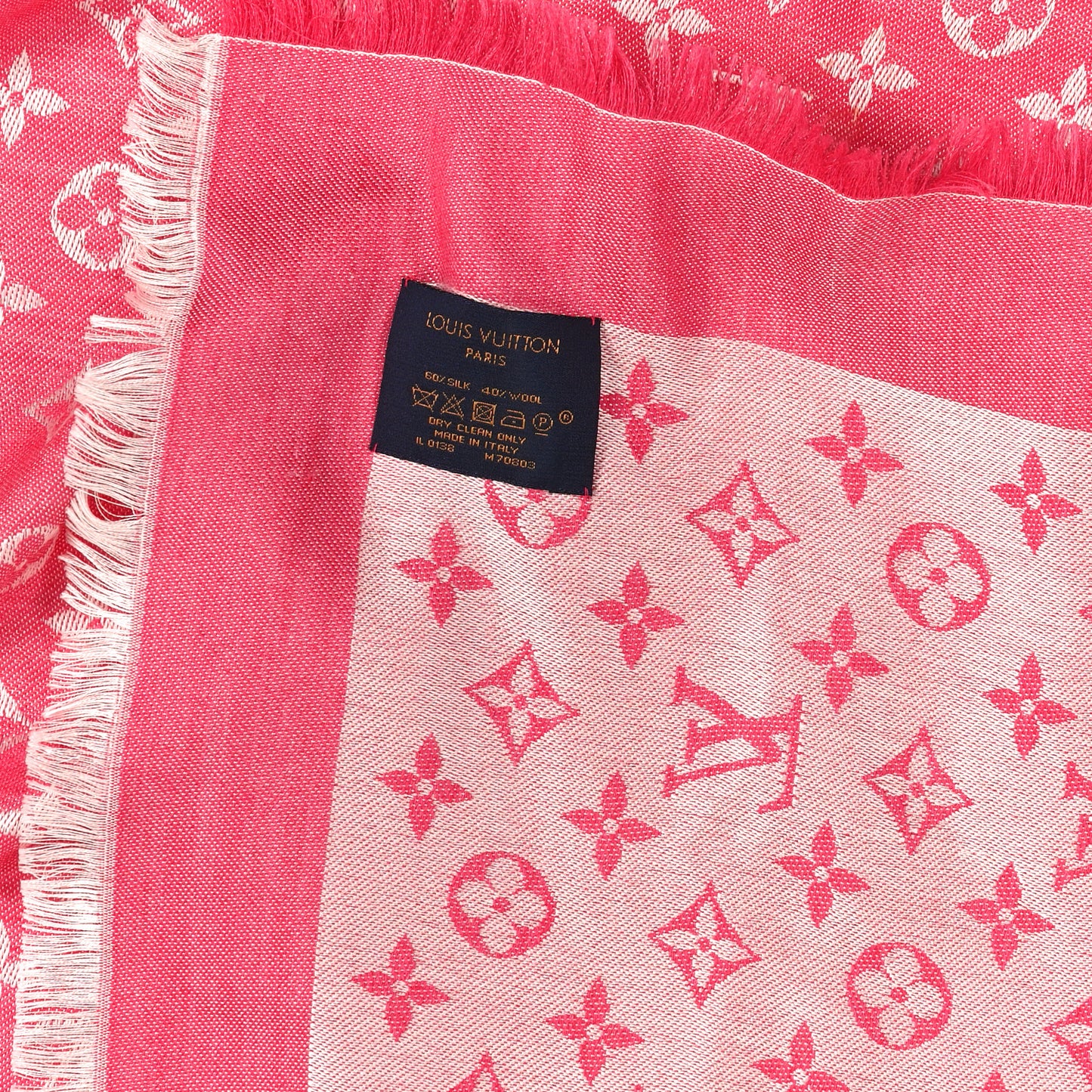 Wool Silk Monogram Denim Shawl Pivoine