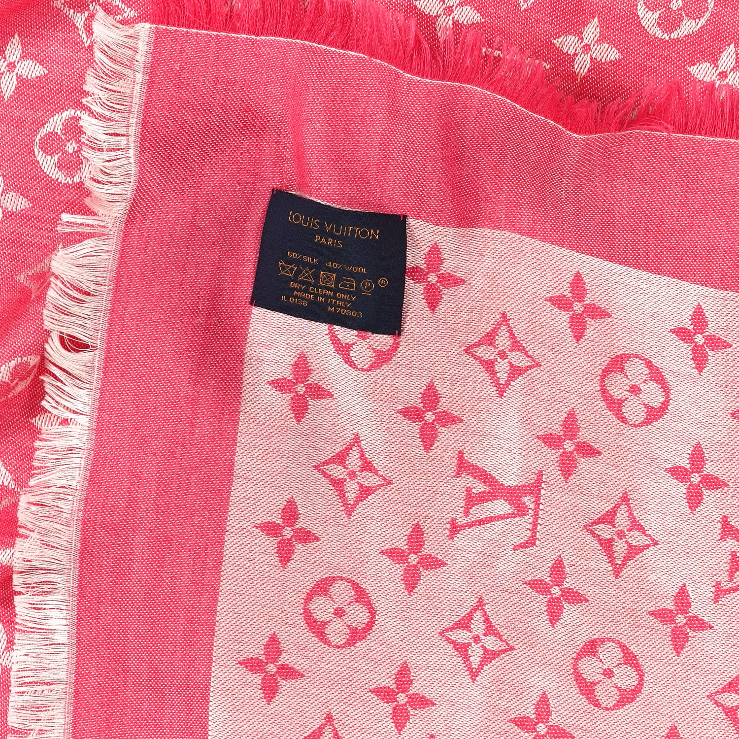 Louis Vuitton Wool Silk Monogram Denim Shawl Pivoine 5 of 10