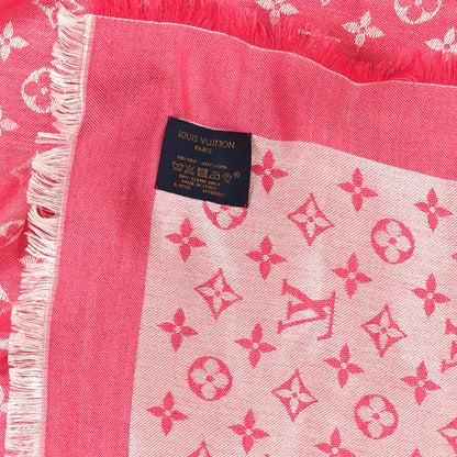 Louis Vuitton Wool Silk Monogram Denim Shawl Pivoine 5 of 10