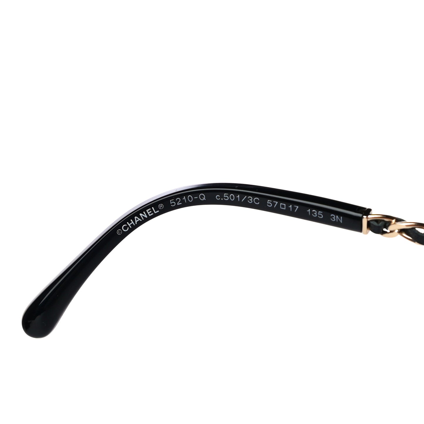 Lambskin Square Chain Sunglasses 5210-Q Black