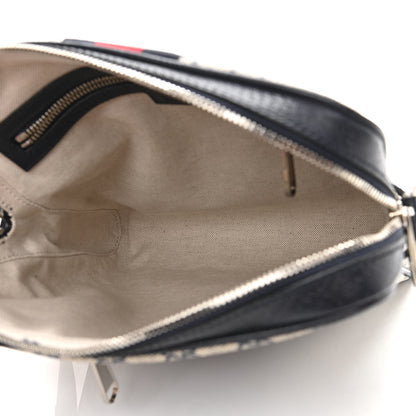Gucci GG Supreme Monogram Textured Dollar Calfskin Web Small Ophidia Messenger Bag Beige Blue 5 of 11